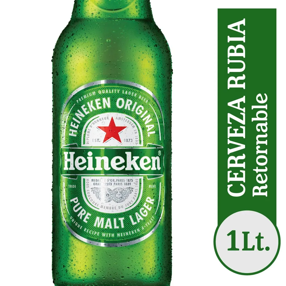 CERVEZA HEINEKEN RETORNABLE 1 LT (5.0°)