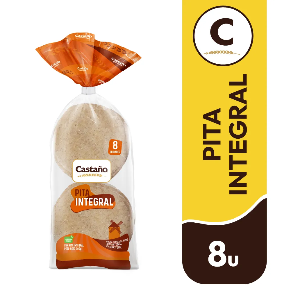 PAN PITA INTEGRAL CASTAÑO 300G 