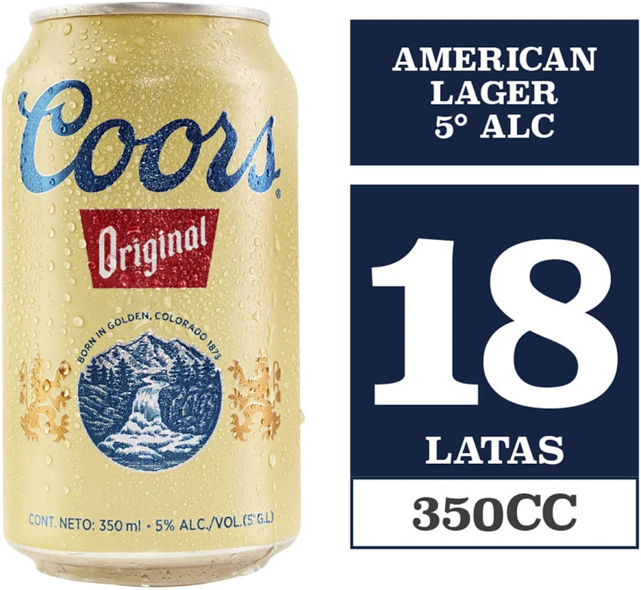 CERVEZA COORS LATA 350CC (5º) x18un