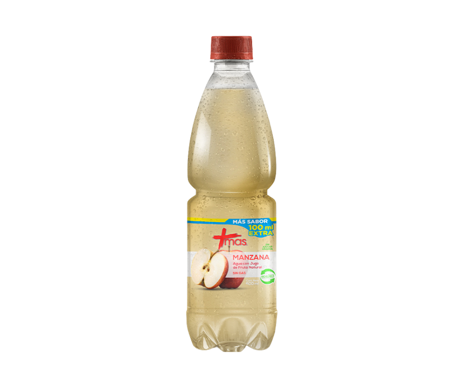 AGUA MAS MANZANA PET 600CC PET
