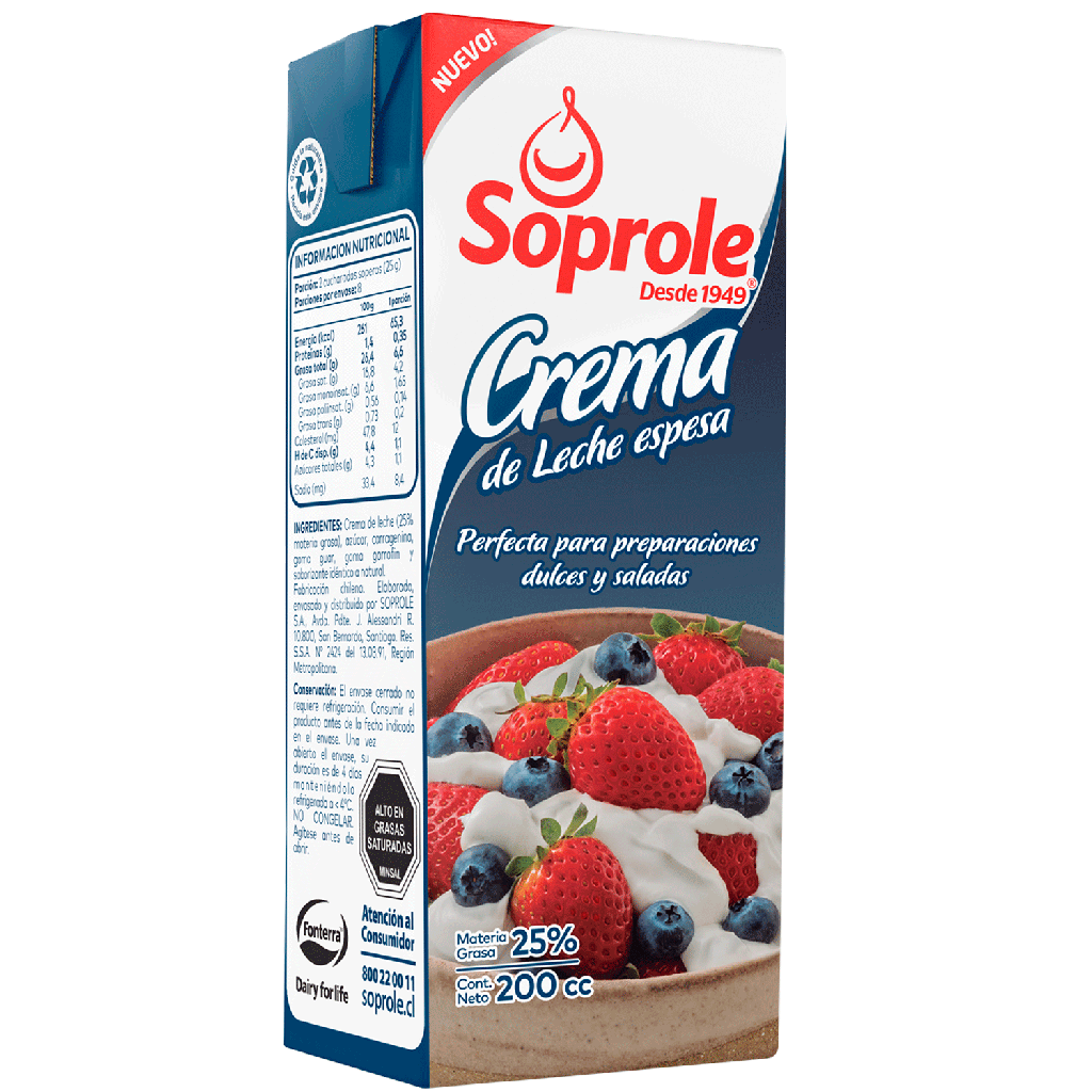 CREMA ESPESA DE LECHE SOPROLE 200G 