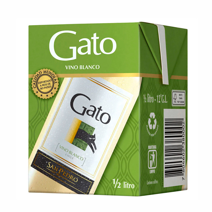 VINO GATO BLANCO TETRA 500cc  (12°)