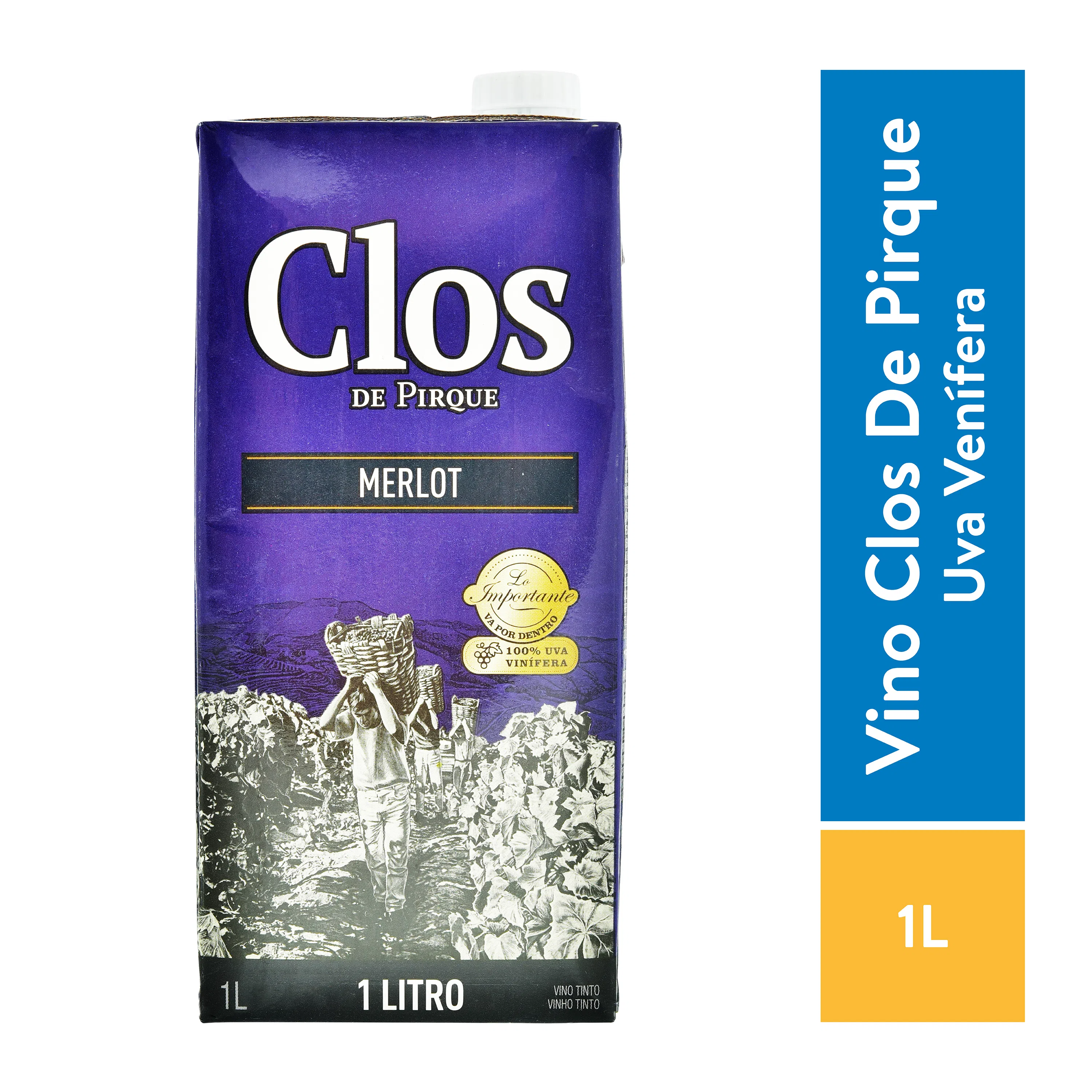 VINO CLOS DE PIRQUE MERLOT TETRA 1 LT (12°)