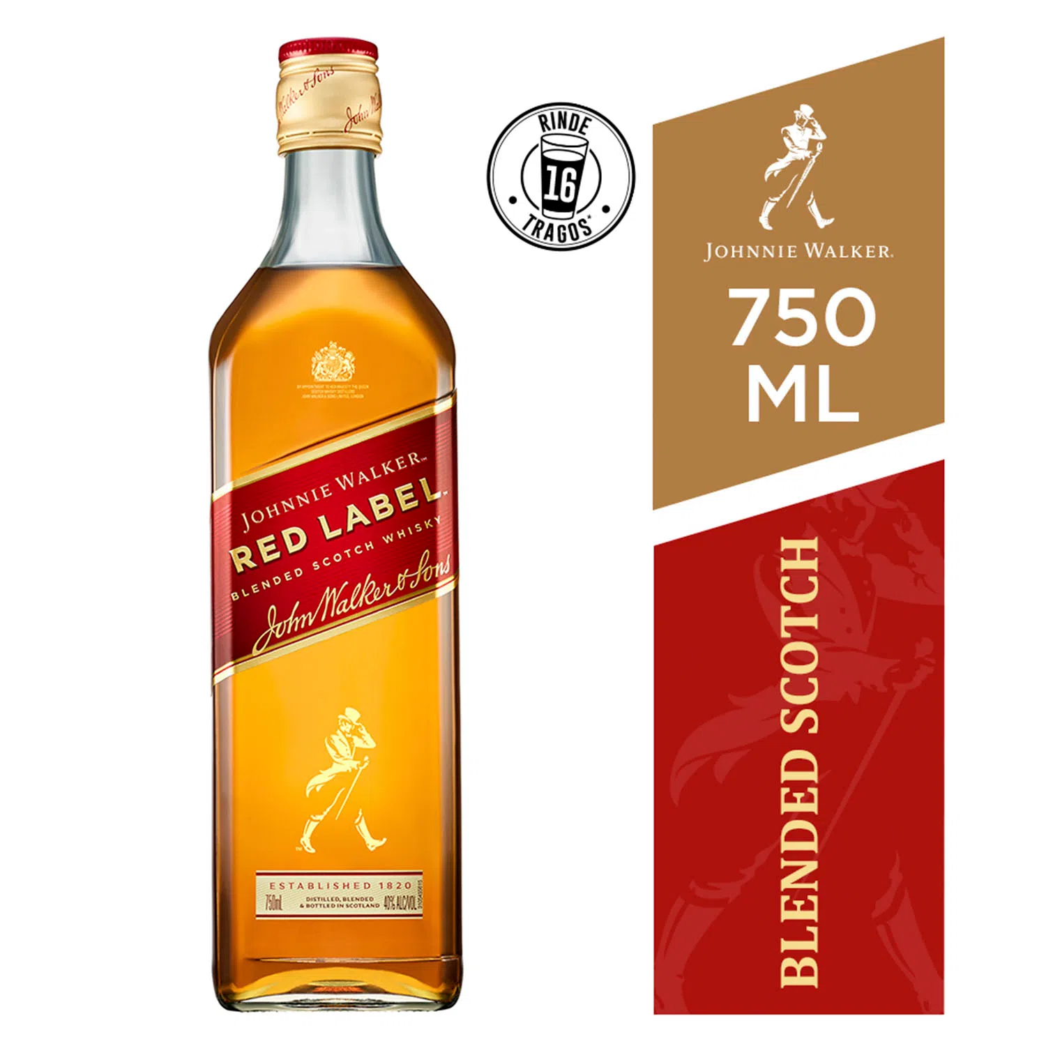 WHISKEY JOHNNIE WALKER RED LABEL 750cc (40°)